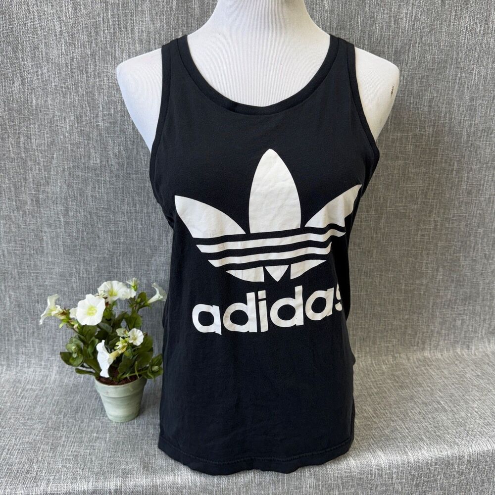 Men’s Adidas Cotton Tank Top Size Small Black Logo Sleeveless Athletic Workout